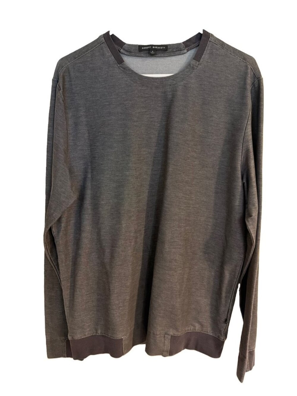 Robert Barakett Mens Sweater Gray Crewneck Pullover Knit Casual Jumper Large